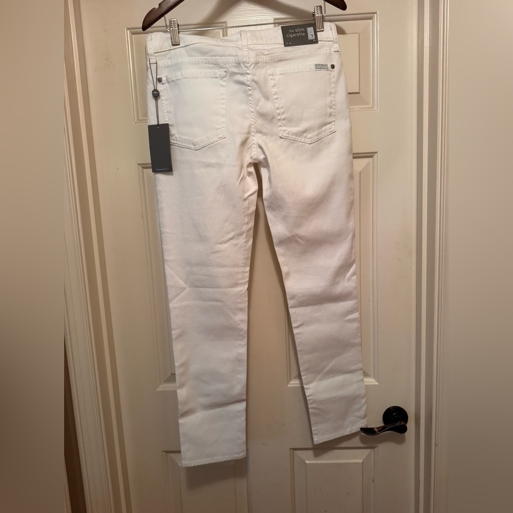 7 For All Mankind Women’s The Slim Cigarette Denim Jeans in Cleaned White NWT - Picture 4 of 15